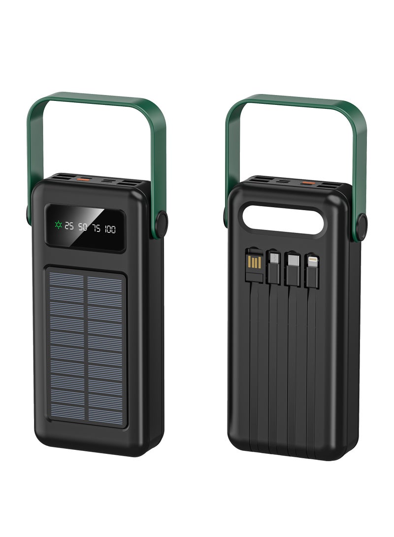 جرين ليون باور بانك الطاقة الشمسية ماكس 30000mAh / كابلات مدمجة / شاشة عرض دائمة / 4 منافذ USB-A / مخرج كابل Type-C/Lightening/Micro / مدخل كابل USB-C/Lightening/Micro/USB / بطارية بوليمر - أسود - Image 2