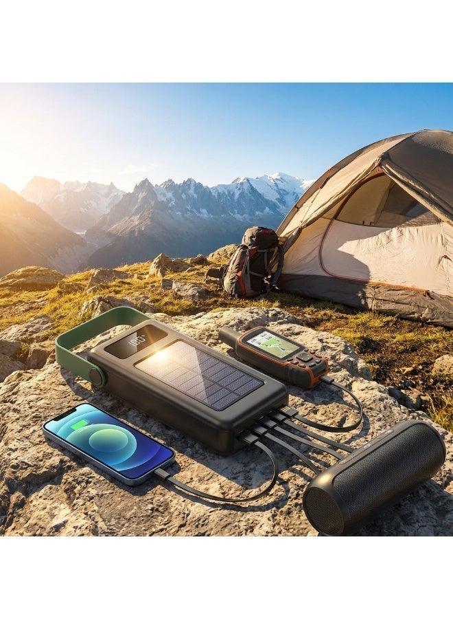 جرين ليون بنك طاقة شمسية 30000 مللي أمبير، كابلات مدمجة، USB-C و USB-A و Lightning، مخرج كابل Micro USB، شاشة رقمية، شاحن محمول، شاحن شمسي، شاشة دائمة العرض، لوحة شحن شمسية - Image 5