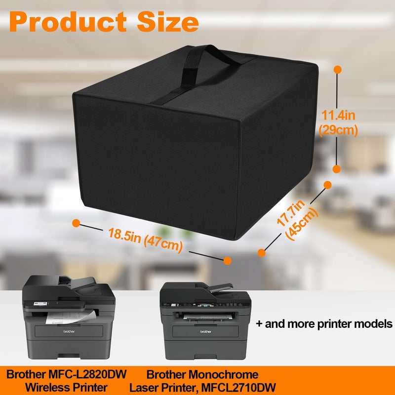 NUENSS-ROR غطاء غبار الطابعة لطابعة Brother اللاسلكية ليزر جيت لـ Brother MFC-L2820DW / MFCL2710DW غطاء واقٍ مضاد للكهرباء الساكنة ومقاوم للماء للطابعة (18.5 بوصة عمق × 17.7 بوصة عرض × 11.4 بوصة ارتفاع) - Image 3
