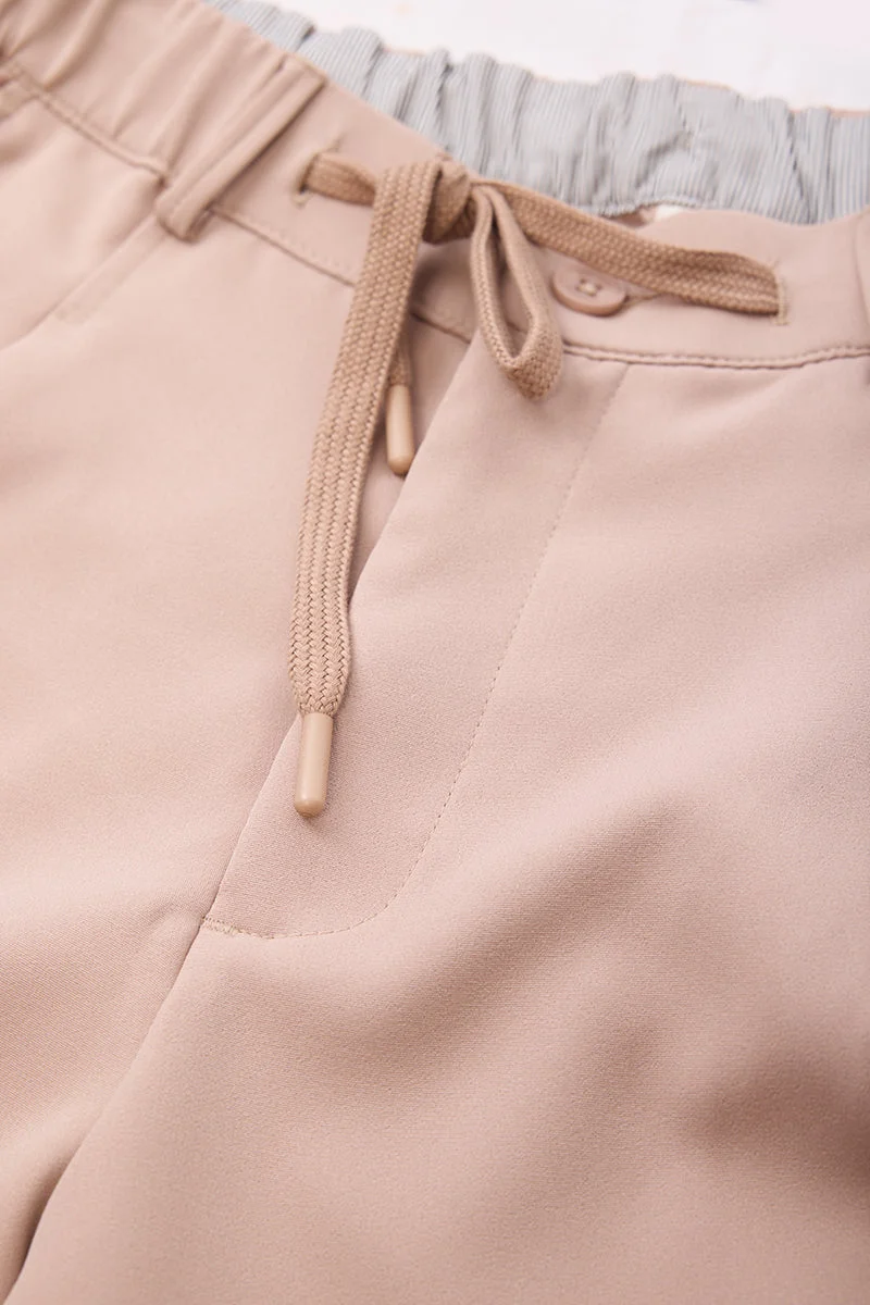 SNITCH Beige Mid Rise Relaxed Fit Trousers