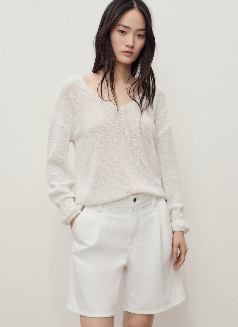 MANGO Mid-Rise Denim Bermuda Shorts  - Image 3