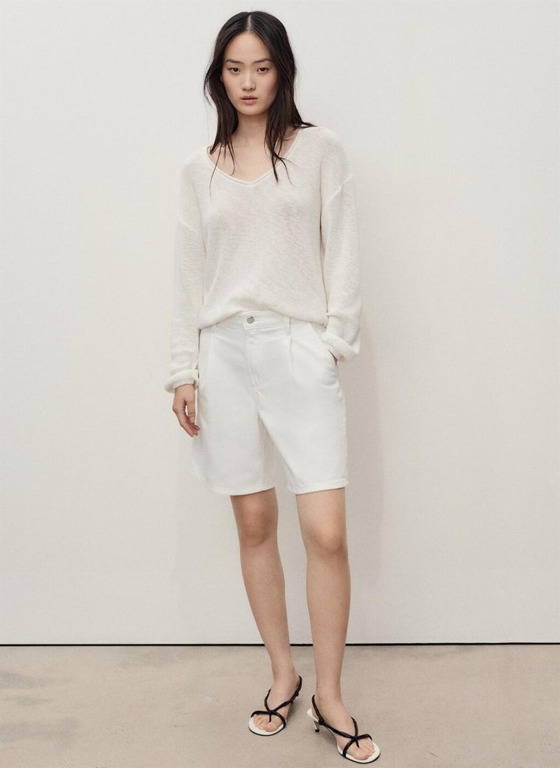 MANGO Mid-Rise Denim Bermuda Shorts  - Image 5