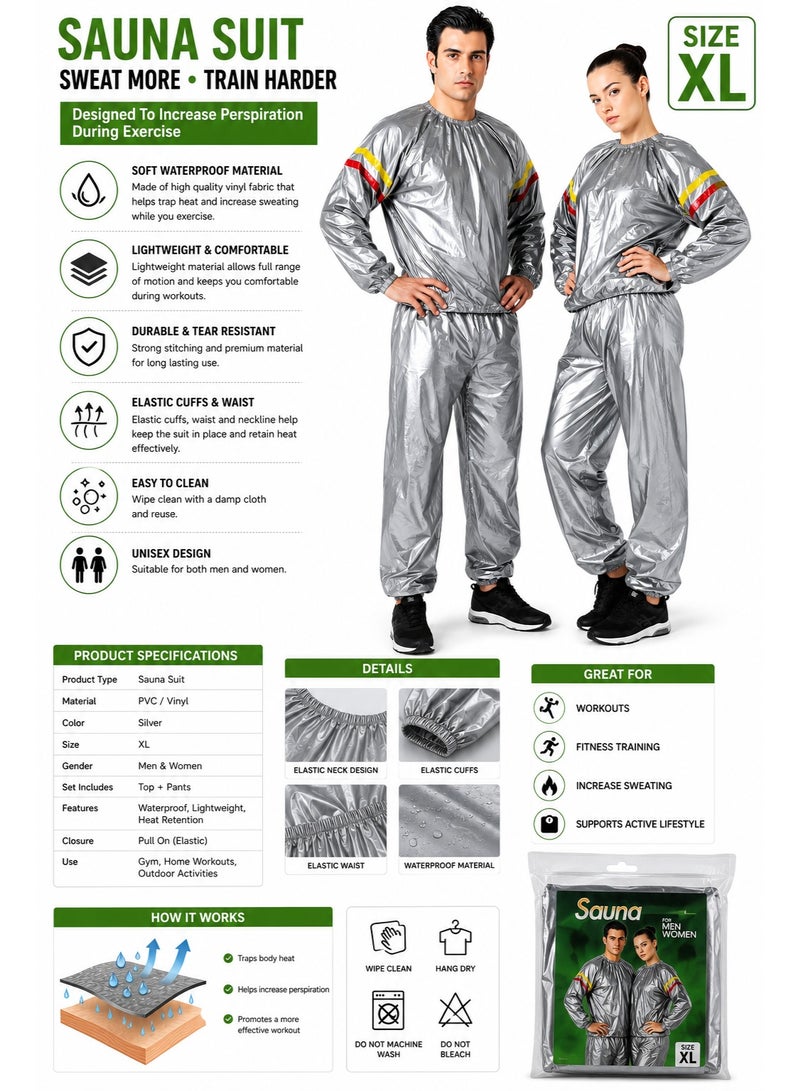 1-Piece Sauna Suit For Men & Women Size XL, Heat Retention Sweat Suit For Exercise & Fitness Training - Image 2