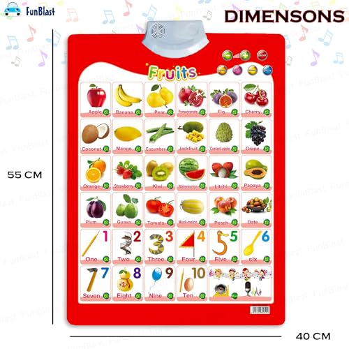 FunBlast Audio Learning Chart for Kids – Animal Theme Interactive Educational Learning Wall Chart for Kids, Musical Learning, Test, Continue & Spelling Modes Learning Kit - 55 x 40 cm - Image 3
