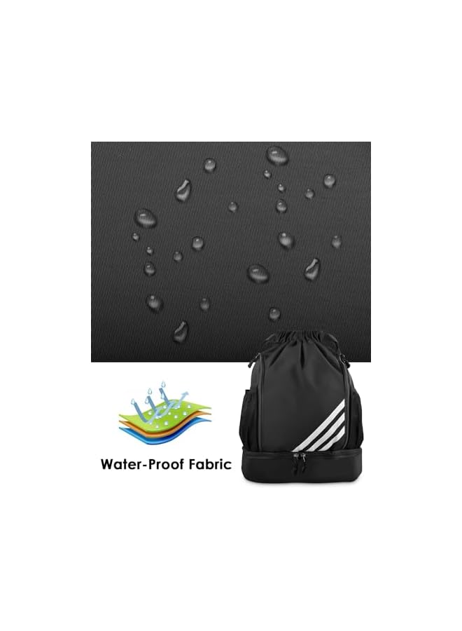 PROMASS Drawstring Gym Backpack, Waterproof Sports Bag With Shoe Compartment, Large Capacity Gym Bag, Sports Backpack For Men Women, Durable Drawstring Backpack For Football, Swimming - Image 4