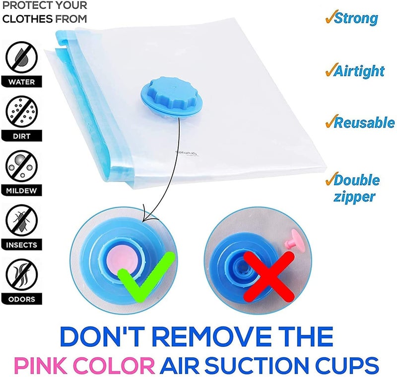 PATTAR space saver bags vacuum bags for storage clothes Storage Ziplock Bags with pump for Travel 2 Small 50 cm x 70 cm 2 Medium 60 cm x 80 cm 1 Large 70 cm x 100 cm Pack of 5 - Image 3