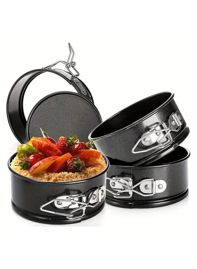 4pcs 4 Inch Mini Cake Pans With Removable Bottoms Oven Safe Carbon Steel Muffin Tins - Image 1