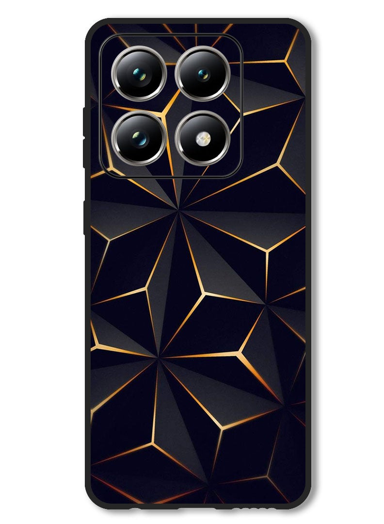 Theodor Case Compatible with Xiaomi 14T Pro Protection Shockproof Bumper Cover Black Gold Patter - Image 1