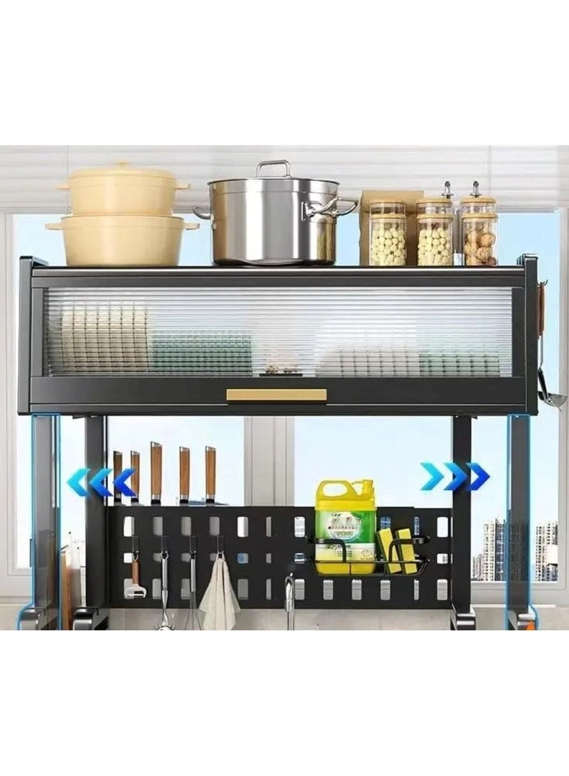 Huitich Space Saving Kitchen Sink with Shelf and Drainer The Counter Dish Rack with Cover  - Image 3