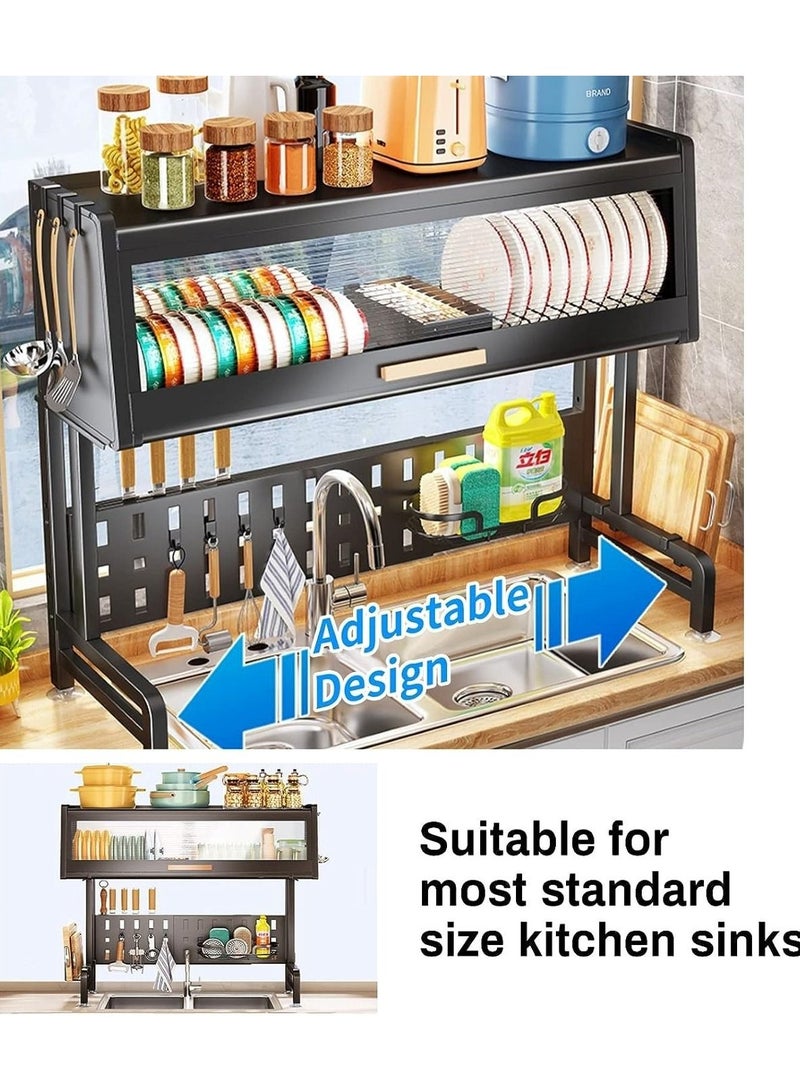 Huitich Space Saving Kitchen Sink with Shelf and Drainer The Counter Dish Rack with Cover  - Image 5