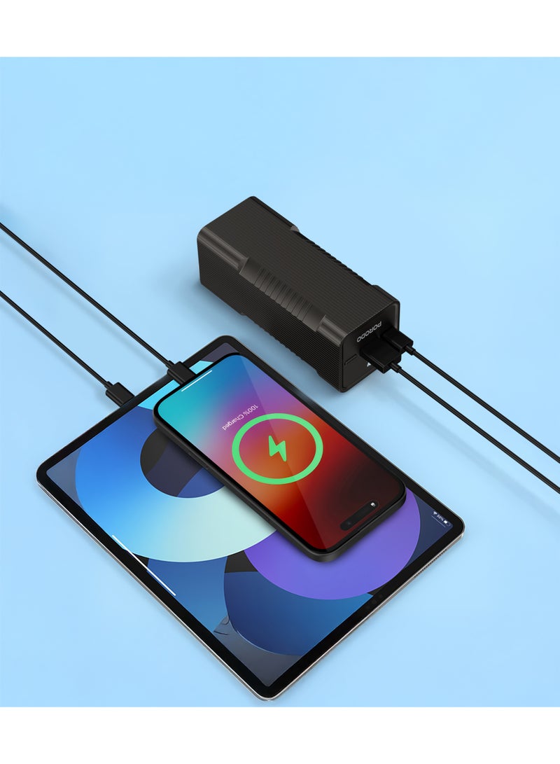 بورودو بنك طاقة 10000 مللي أمبير/ساعة، شاحن محمول من لوميرا، حماية مدمجة، PD 20 واط، QC 22.5 واط، مع مصباح يدوي متعدد الأوضاع مدمج، منافذ USB-C وUSB-A - أسود - Image 3