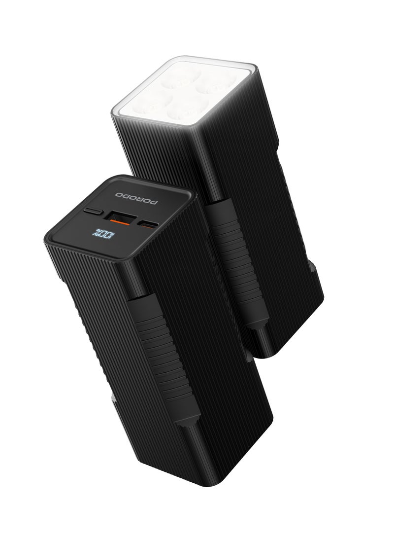 بورودو بنك طاقة 10000 مللي أمبير/ساعة، شاحن محمول من لوميرا، حماية مدمجة، PD 20 واط، QC 22.5 واط، مع مصباح يدوي متعدد الأوضاع مدمج، منافذ USB-C وUSB-A - أسود - Image 1