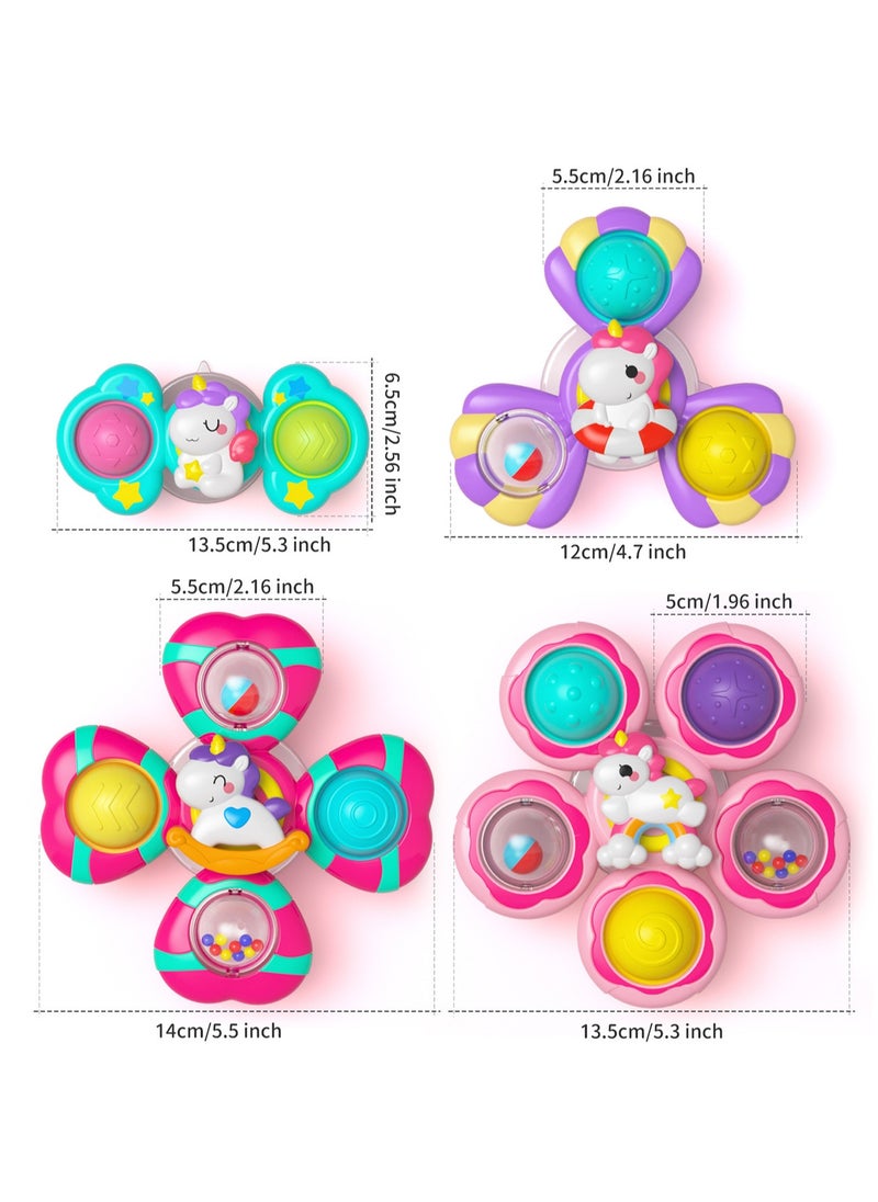 Generic - Three-Piece Baby Tray Suction Spinning Unicorn Dining Table Push Spinning Top Teether Bathroom Bath Spinning Toys (Type C) - Image 1