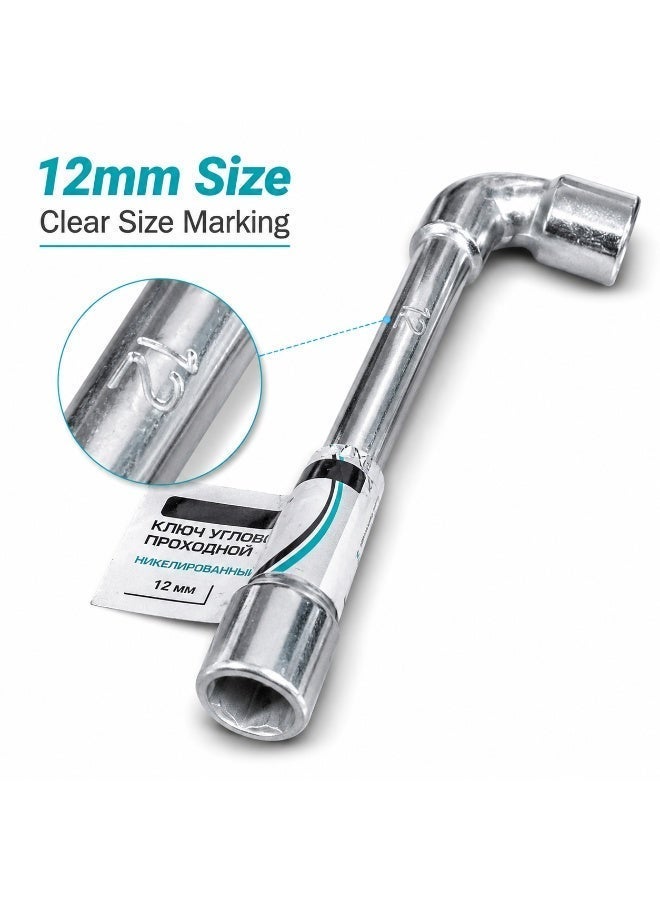 12mm Tubular Box Spanner, Double End Angled Socket Wrench, Chrome Plated Metal Hand Tool For Nuts, Bolts, Automotive, Plumbing, Garage & DIY Repairs - Image 3