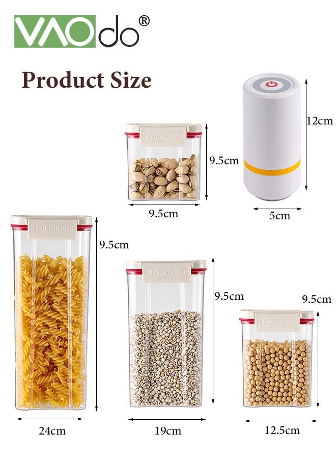 VAOdo 6PCS Food Storage Container Set with Vacuum Pump, Stackable Airtight Plastic Containers, BPA-Free Pantry Containers Storage Set, for Snacks for Pasta, Cereal, Dry Food, Flour - Image 3