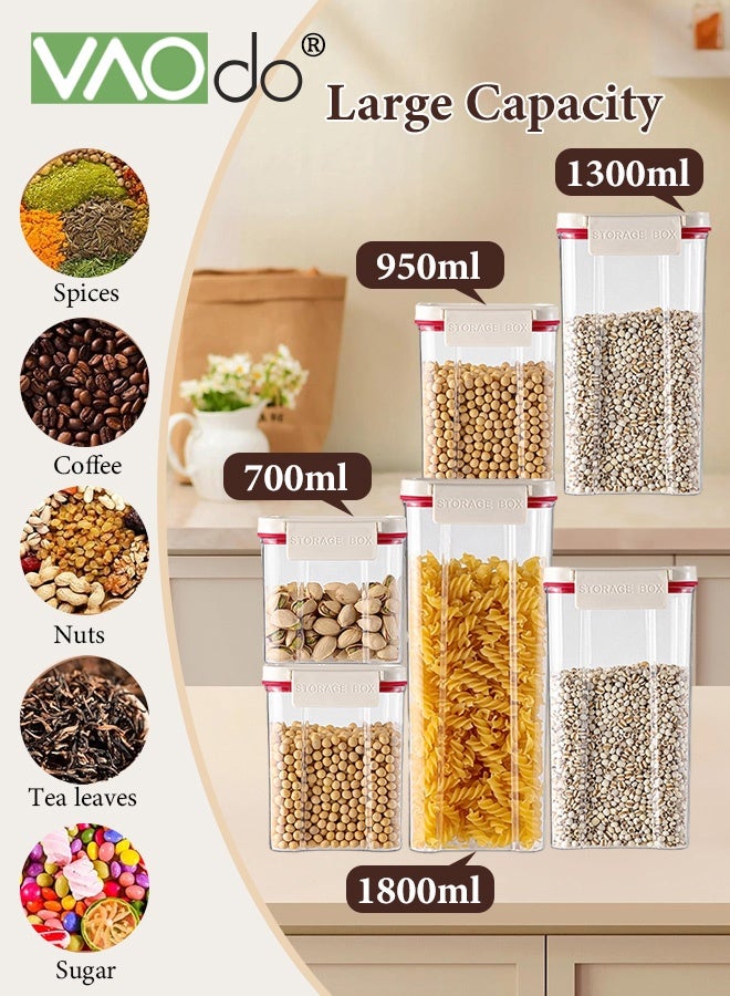 VAOdo 6PCS Food Storage Container Set with Vacuum Pump, Stackable Airtight Plastic Containers, BPA-Free Pantry Containers Storage Set, for Snacks for Pasta, Cereal, Dry Food, Flour - Image 5