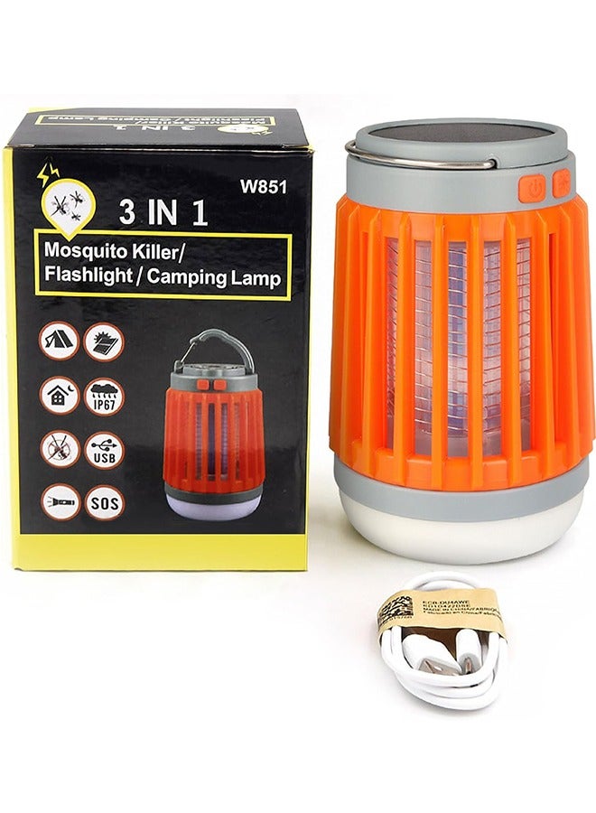 JCB CHIC صاعق البعوض، عبوتان من لمبة إضاءة صاعق الحشرات بالطاقة الشمسية، 3 في 1 صاعق البعوض USB قابل لإعادة الشحن للتخييم، IPX6 صاعق الحشرات المحمول المقاوم للماء للاستخدام الخارجي والداخلي - Image 1