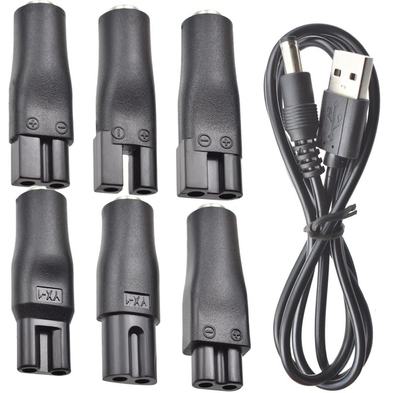 BOEEA 7 PCS Power Cord 5V Replacement Charger USB Adapter Suitable for Electric Hair Clippers, Beard Trimmers, Shavers, Beauty Instruments, Desk Lamps, Purifiers. - Image 1