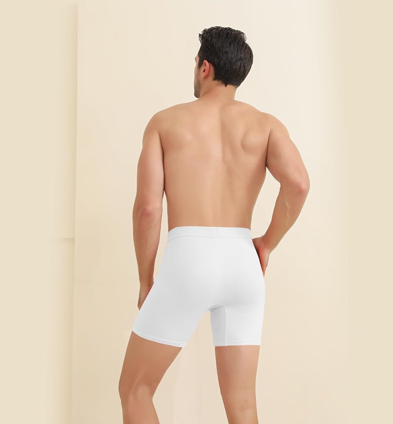 HAVVIS Men's Performance Underwear Boxer Briefs Soft Comfortable Bamboo Viscose Underwear for Men Multipack (L, Boxer Briefs : C03-6 Pack - White) - Image 3