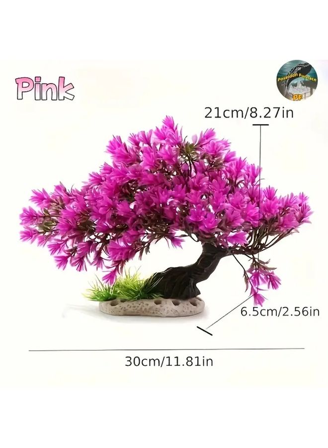 Purple Powder Pine Artificial Aquarium Tree Lifelike Bonsai Design Fish Tank Decoration - Image 3