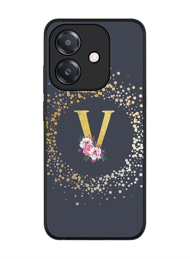 Stylizedd For Oppo A5i Case,Slim fit Camera Protection, Shockproof Thin Phone cover  - Custom Monogram Floral - V  (Grey )