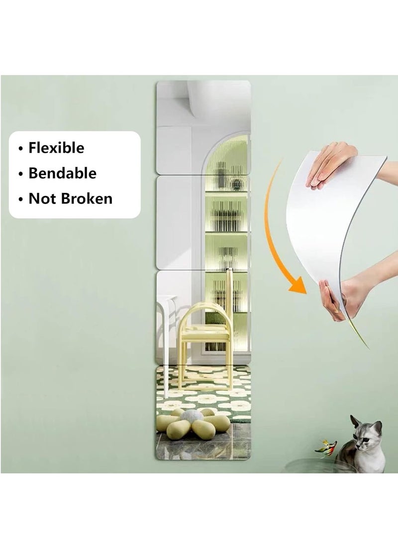 MileMelo - 5-Piece Acrylic Stick on Mirror Flexible Self Adhesive Mirror High Clear Frameless Mirror Stickers Wall Mirrors for Bedrooms Bathroom - Image 1