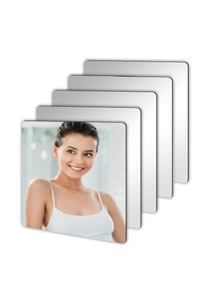 5-Piece Acrylic Stick on Mirror Flexible Self Adhesive Mirror High Clear Frameless Mirror Stickers Wall Mirrors for Bedrooms Bathroom