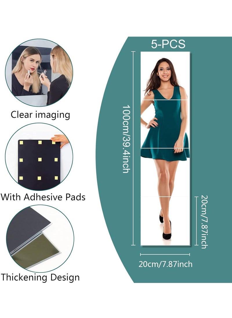 MileMelo - 5-Piece Acrylic Stick on Mirror Flexible Self Adhesive Mirror High Clear Frameless Mirror Stickers Wall Mirrors for Bedrooms Bathroom - Image 1