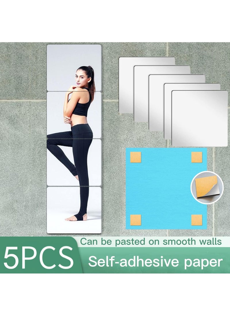 MileMelo - 5-Piece Acrylic Stick on Mirror Flexible Self Adhesive Mirror High Clear Frameless Mirror Stickers Wall Mirrors for Bedrooms Bathroom - Image 1