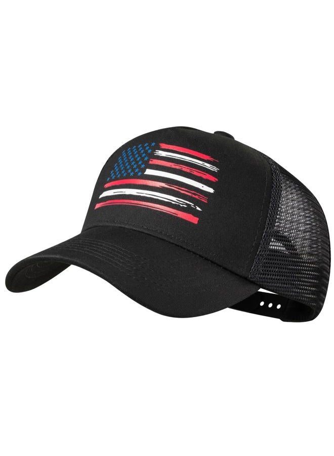 VIONLAN Baseball Cap American Flag Trucker Hat for Men Women 3D Embossed Logo Adjustable Outdoor Mesh Snapback Hat, Black/Us Flag, One size - Image 1