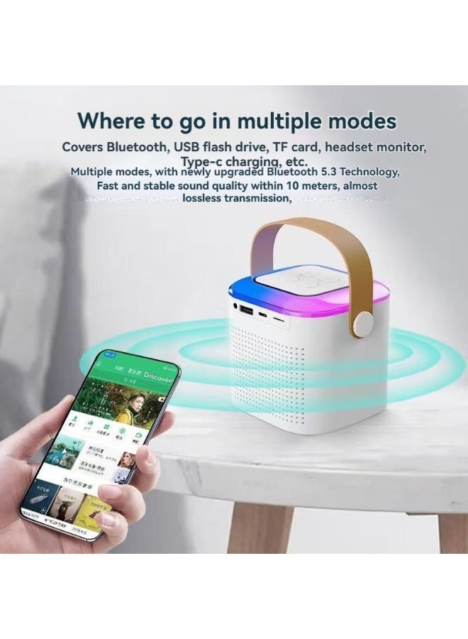 L LULONG Wireless Bluetooth Karaoke Speaker with Microphone Waterproof Home KTV System RGB Portable Singing Speaker with USB TF Support Available in Two Colors - Image 3