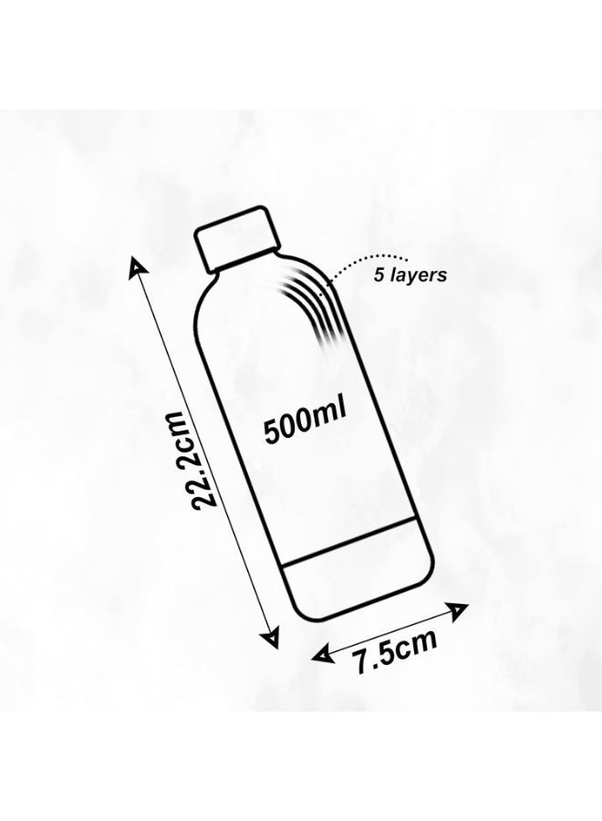 Kimaya Matte Finish Stainless Steel Water Bottle, Vacuum Insulated Travel Bottle, Hot & Cold Water Bottle 500ml, Midnight Blue - Image 4