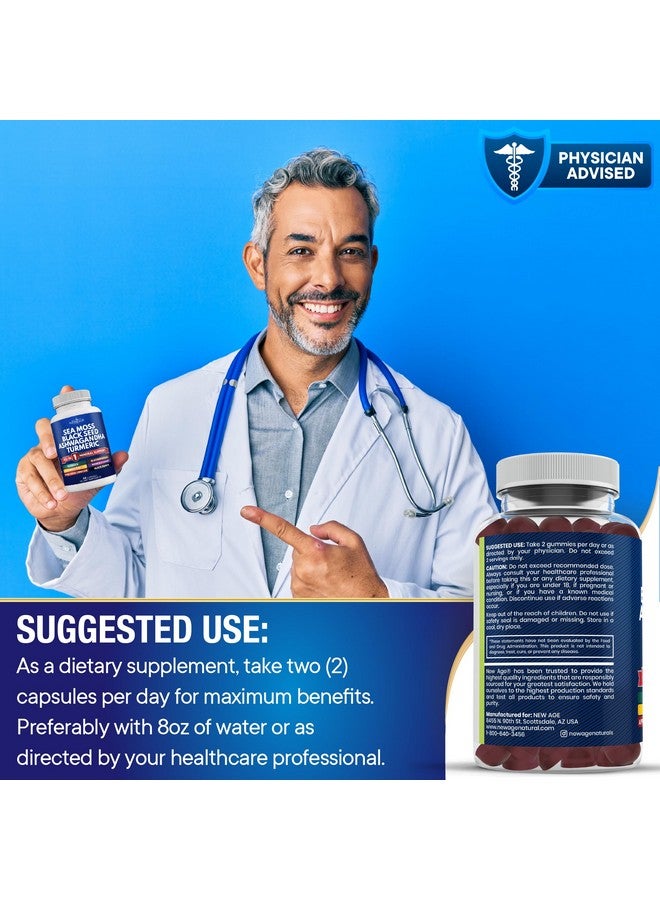 نيو إيدج حلوى جيلاتينية من الطحالب البحرية، طحالب بحرية، حبة سوداء، أشواغاندا، كركم، عسل مانوكا، خل التفاح، الهندباء، الفلفل الأسود، الأرقطيون، عشبة البحر، نباتي - 180 قطعة - Image 5