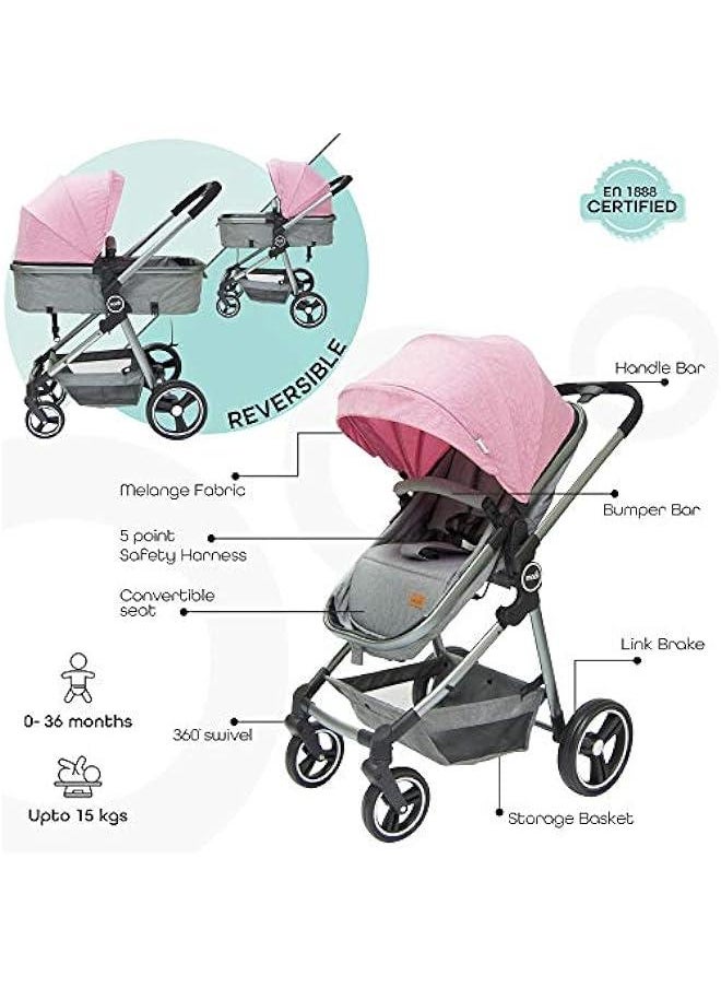 Moon Pro - 2 In 1 Stroller - Pink