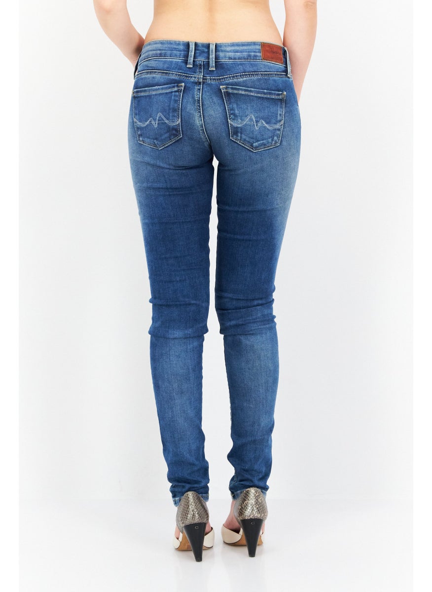 Pepe Jeans Women Regular Fit Washed Denim Jean, Blue  - Image 3