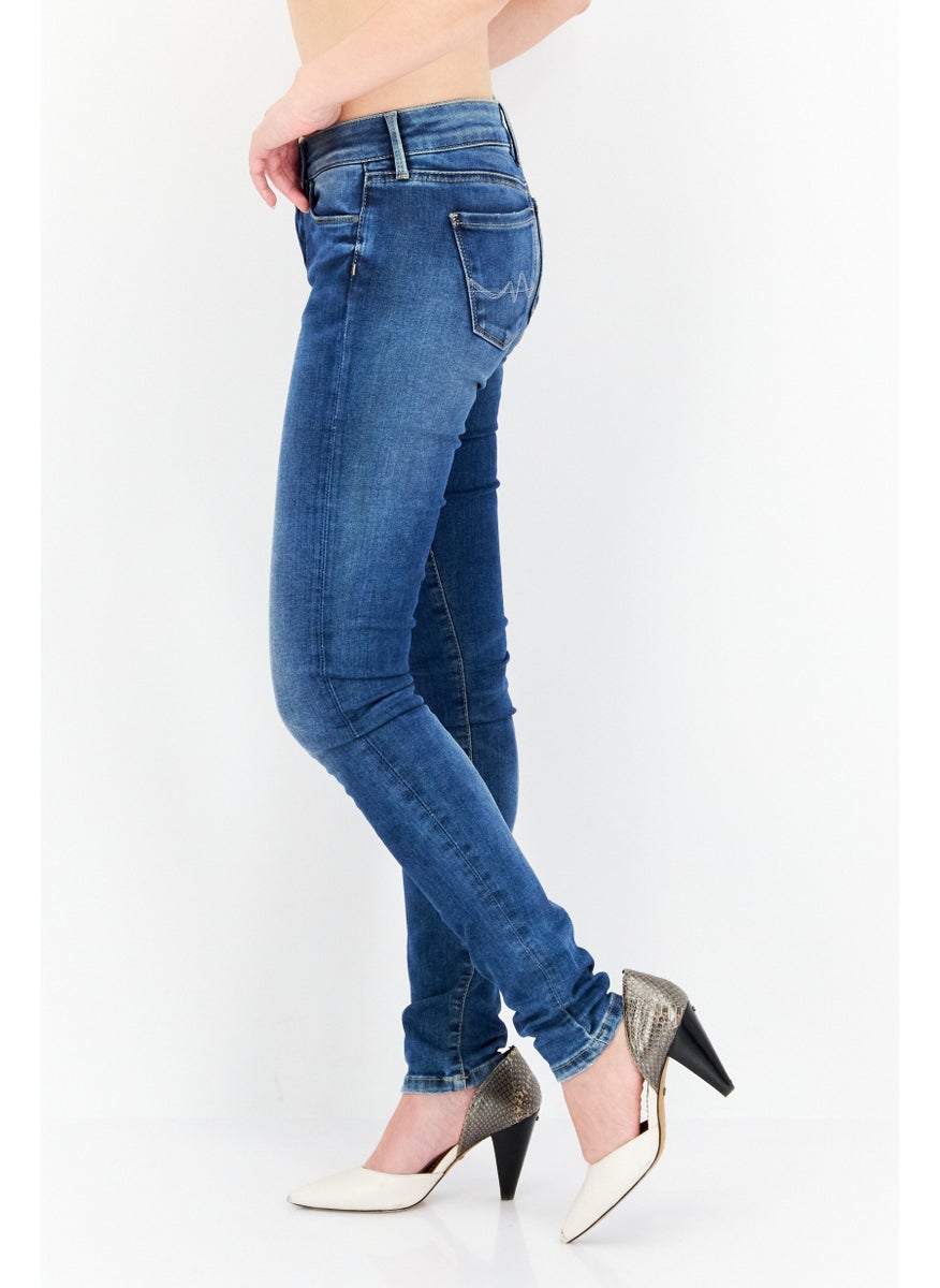 Pepe Jeans Women Regular Fit Washed Denim Jean, Blue  - Image 2