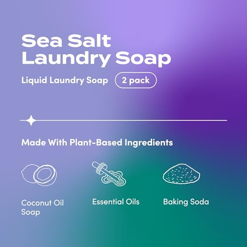 Zum Indigo Wild Clean Laundry Soap - Plant-Based Liquid Laundry Soap - Contains Baking Soda, Essential Oils & Saponified Coconut Oil - Sea Salt Scent - 64 fl oz (Pack of 2) - Image 2