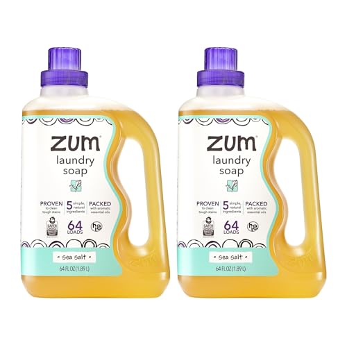 Zum Indigo Wild Clean Laundry Soap - Plant-Based Liquid Laundry Soap - Contains Baking Soda, Essential Oils & Saponified Coconut Oil - Sea Salt Scent - 64 fl oz (Pack of 2) - Image 1