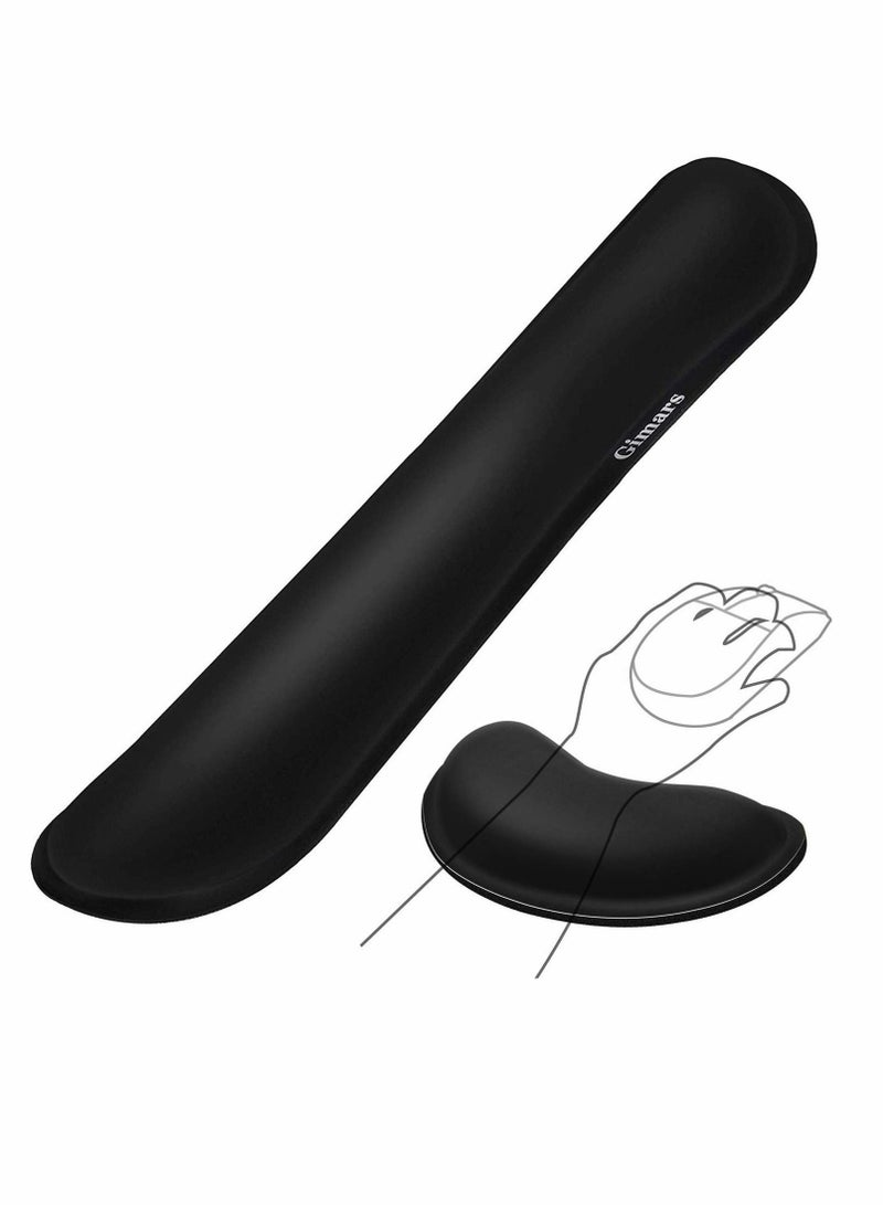 Captaintech Gimars Upgrade Enlarge Gel Memory Foam Set Keyboard Wrist Rest Pad, Mouse Wrist Cushion Support for Office, Computer, Laptop, Mac, Comfortable, Lightweight for Easy Typing Pain Relief, Black - Image 1
