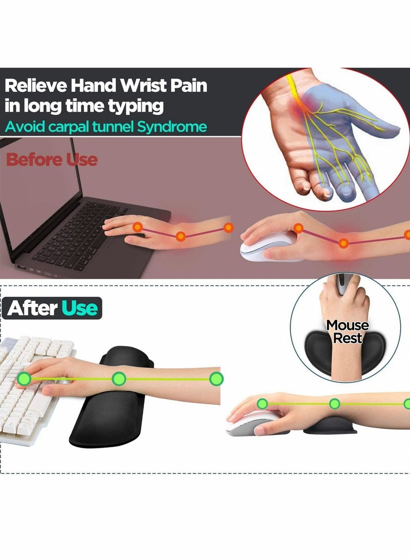 Captaintech Gimars Upgrade Enlarge Gel Memory Foam Set Keyboard Wrist Rest Pad, Mouse Wrist Cushion Support for Office, Computer, Laptop, Mac, Comfortable, Lightweight for Easy Typing Pain Relief, Black - Image 4