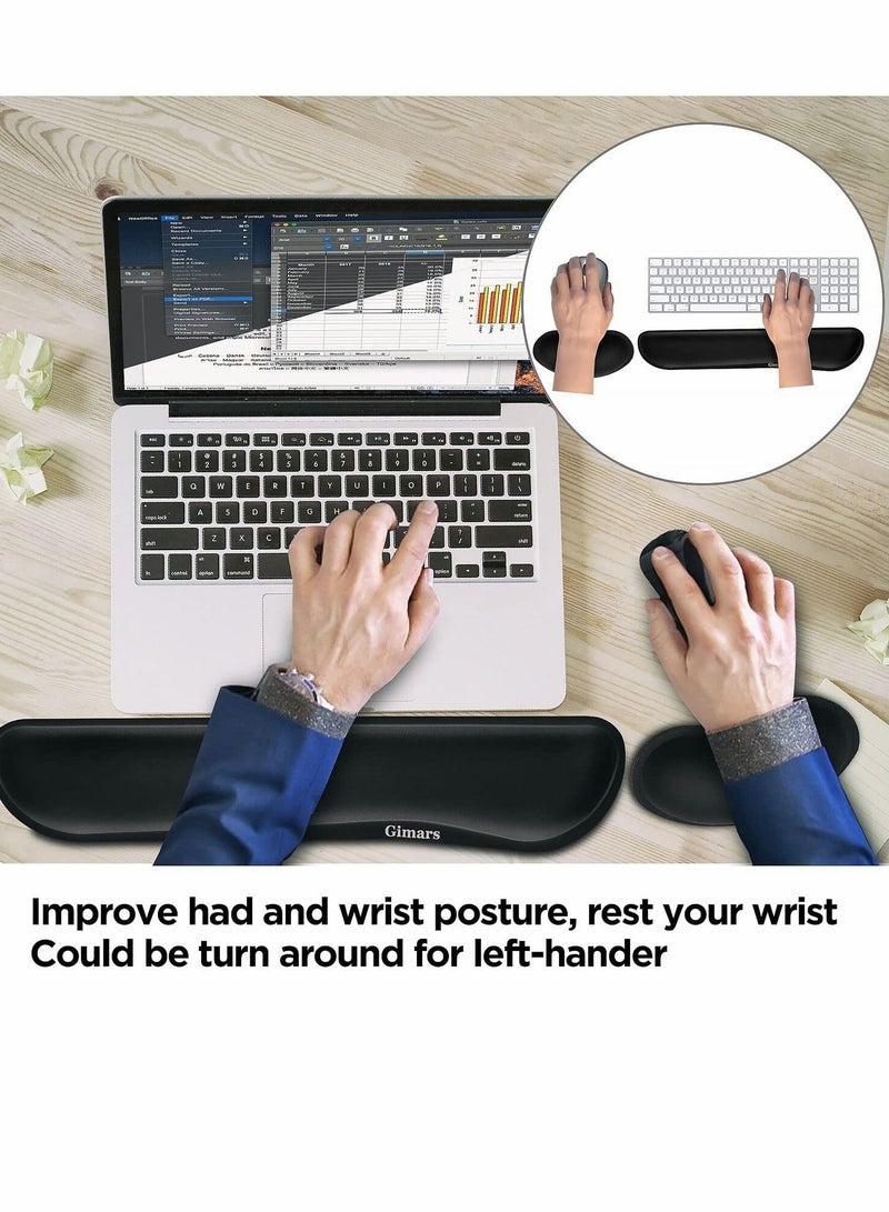 Captaintech Gimars Upgrade Enlarge Gel Memory Foam Set Keyboard Wrist Rest Pad, Mouse Wrist Cushion Support for Office, Computer, Laptop, Mac, Comfortable, Lightweight for Easy Typing Pain Relief, Black - Image 5