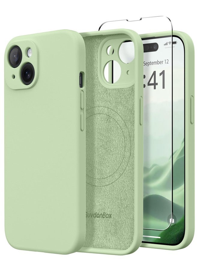 SuydanBox Magnetic for iPhone 14 Case, Compatible with MagSafe, [Full Camera Protection][Screen Protector] Silicone Shockproof Protective Phone Case for iPhone 14 6.1 inch, Matcha - Image 1