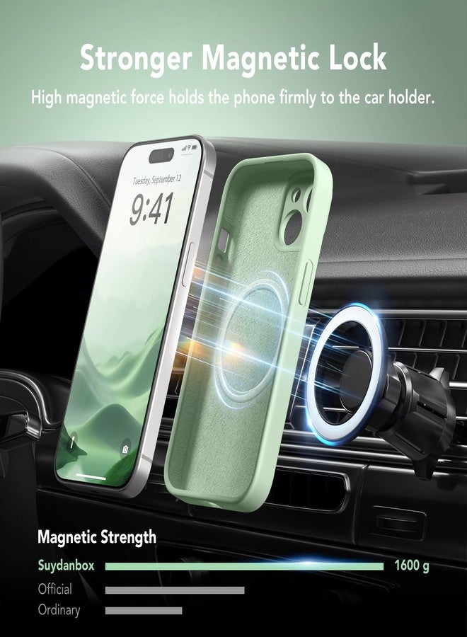 SuydanBox Magnetic for iPhone 14 Case, Compatible with MagSafe, [Full Camera Protection][Screen Protector] Silicone Shockproof Protective Phone Case for iPhone 14 6.1 inch, Matcha - Image 3