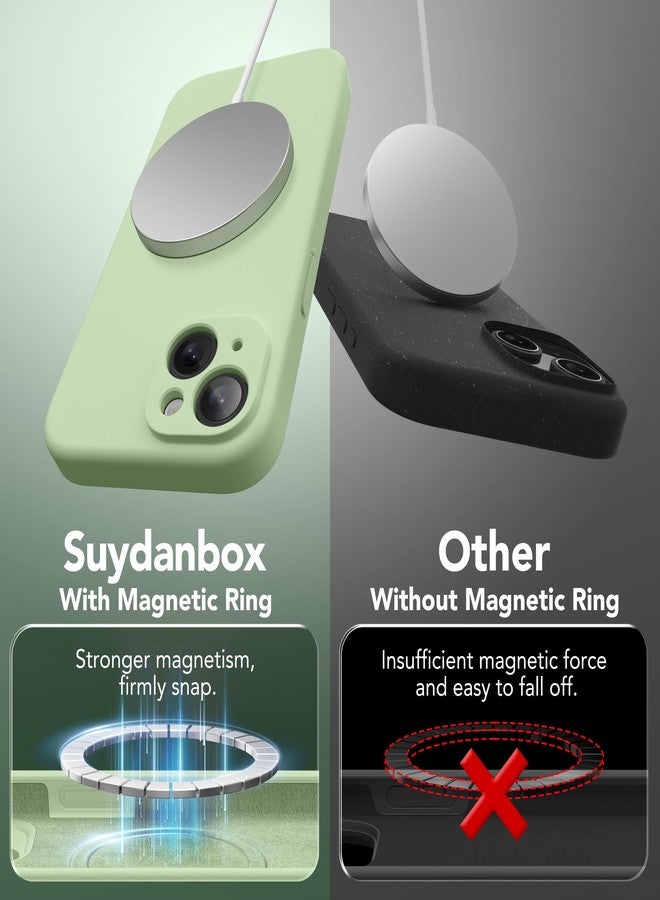SuydanBox Magnetic for iPhone 14 Case, Compatible with MagSafe, [Full Camera Protection][Screen Protector] Silicone Shockproof Protective Phone Case for iPhone 14 6.1 inch, Matcha - Image 5