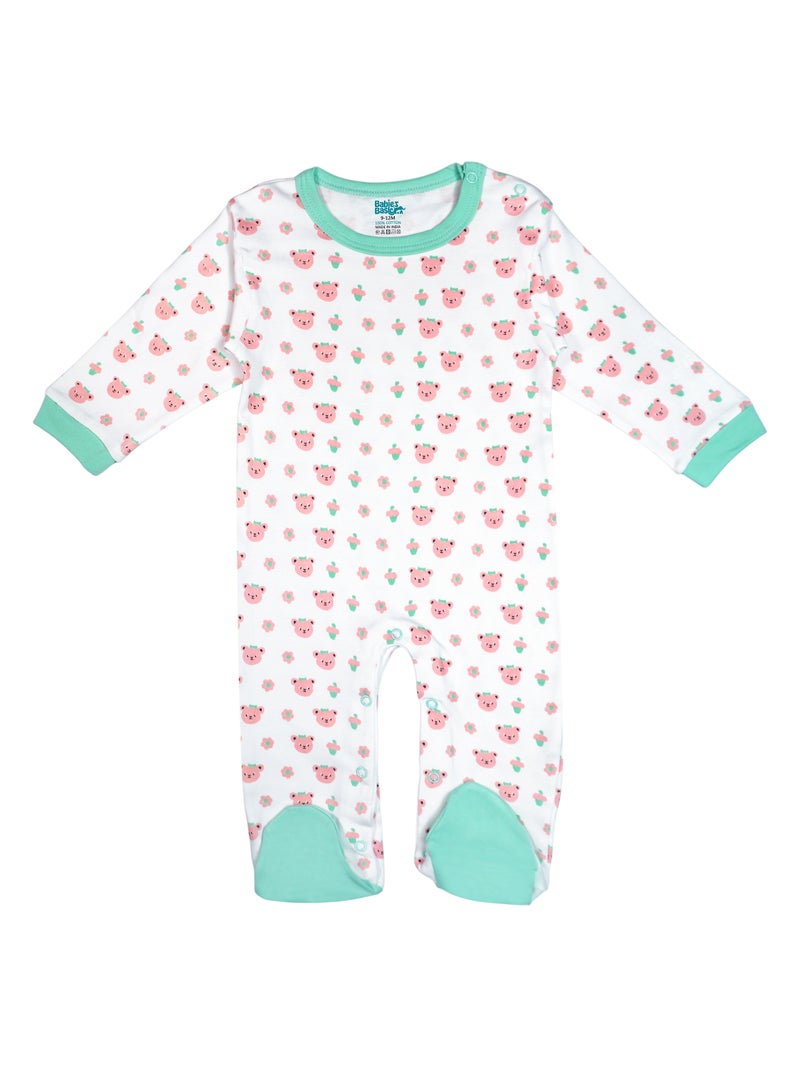 Babies Basic 5 piece Unisex 100% Cotton Sets include Bib, Romper, Mittens, Cap and Sleepsuit/Jumpsuit - Image 2
