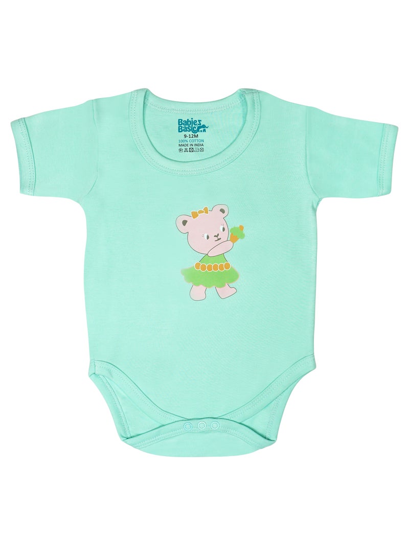Babies Basic 5 piece Unisex 100% Cotton Sets include Bib, Romper, Mittens, Cap and Sleepsuit/Jumpsuit - Image 3