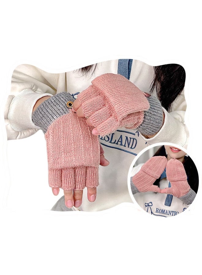Ousen Children'S Winter Knitted Warm Gloves For Boys And Girls Kids Students Homework Exposed Five Fingers Half Finger Flip Cover - Image 2