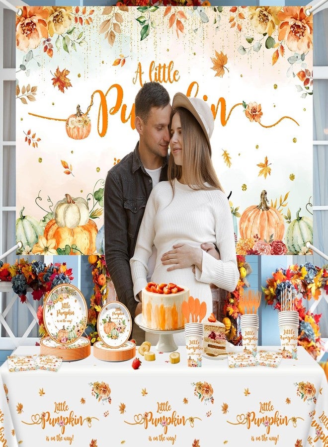 Ticuenicoa Little Pumpkin Baby Shower Decoration A Little Pumpkin is on The Way Baby Shower Fall Pumpkin Floral Thanksgiving Fall Autumn Themed Party Supplies Balloons Tablecloth Paper Plates - Image 5