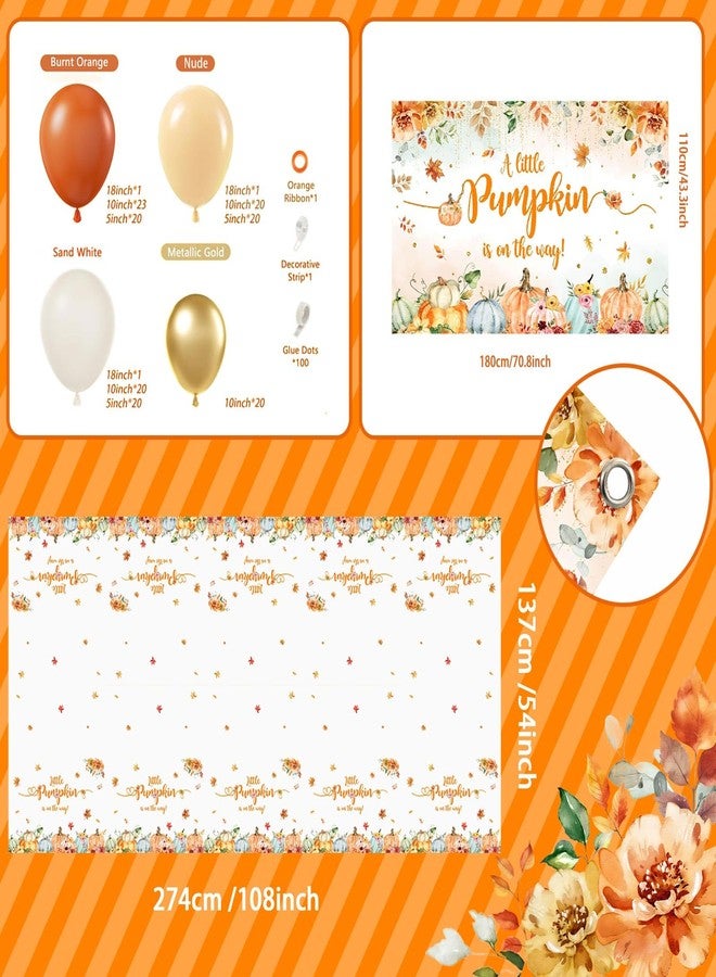 Ticuenicoa Little Pumpkin Baby Shower Decoration A Little Pumpkin is on The Way Baby Shower Fall Pumpkin Floral Thanksgiving Fall Autumn Themed Party Supplies Balloons Tablecloth Paper Plates - Image 3