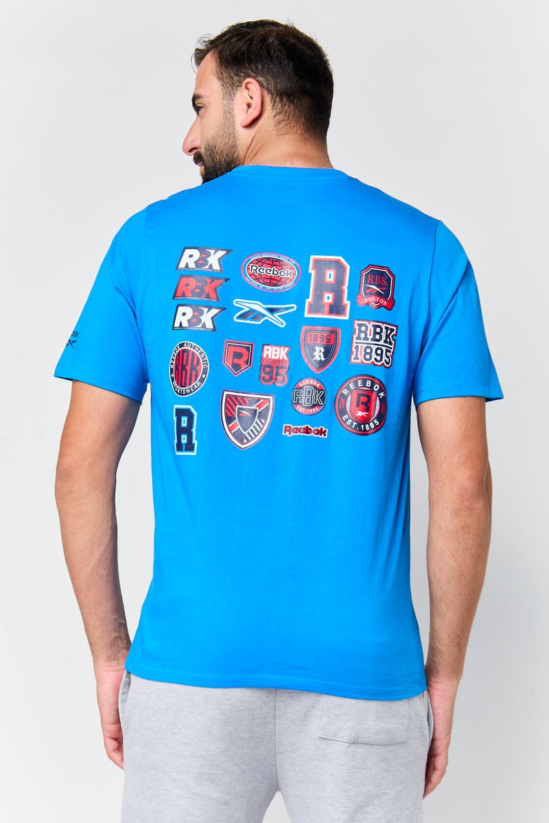 Reebok تي شيرت رياضي للرجال بأكمام قصيرة مناسب للخارج، أزرق - Image 4